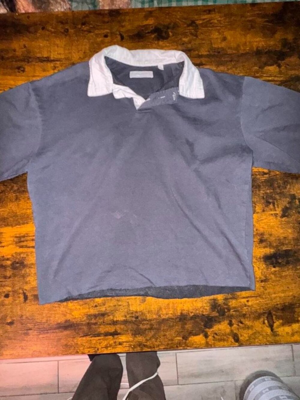 Standard Cloth Grey Polo Shirt White Collar Size M